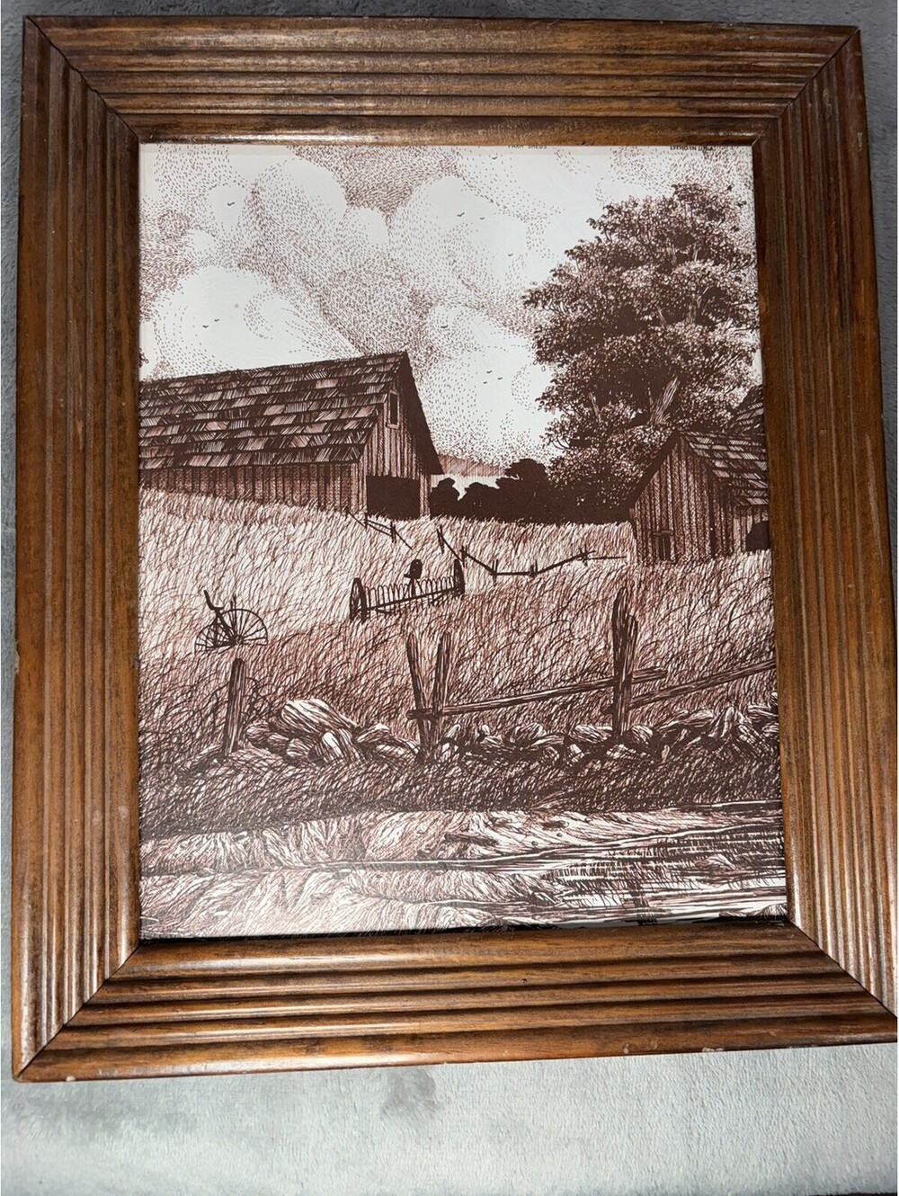 Framed 1979 Arthur A. Kaplan Litho in USA “Farm Sheds”